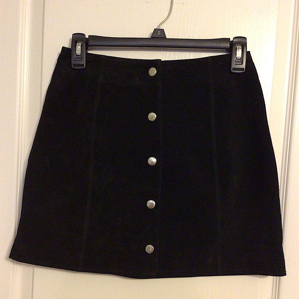 NWT UO Black Leather Button-Up Skirt